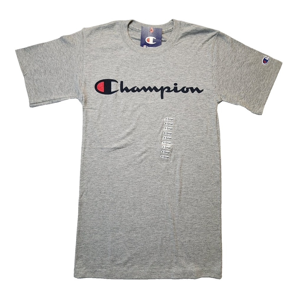 Champion Men's T-shirt Graphic Print Short Sleeve Tee Gray Size XS New